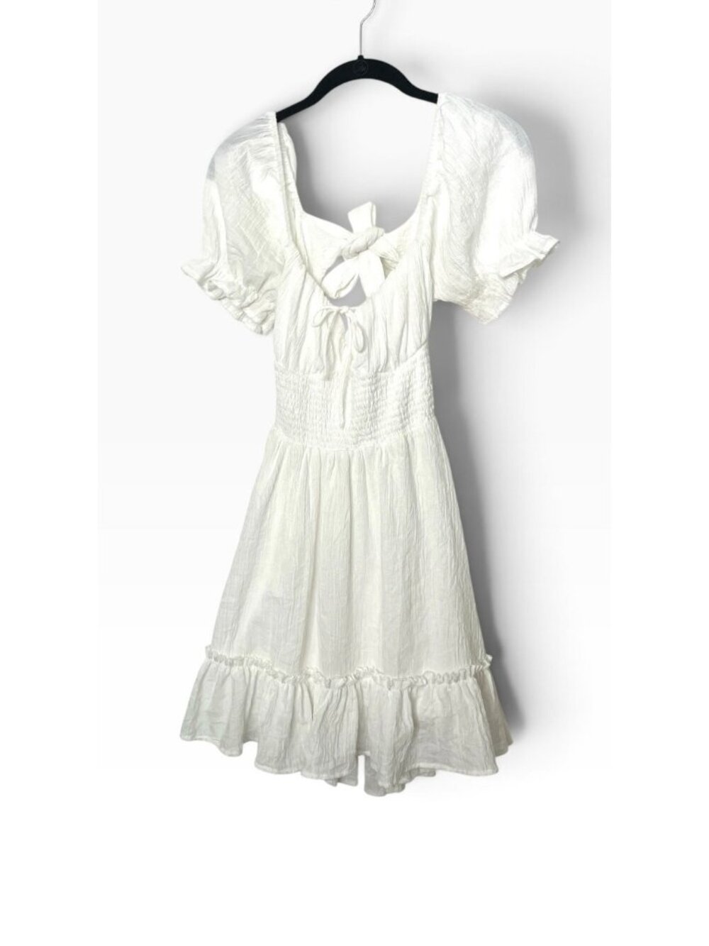 Princess Polly White US 4 Puff Sleeve Smocked Ruffle Festival Peasant Dress